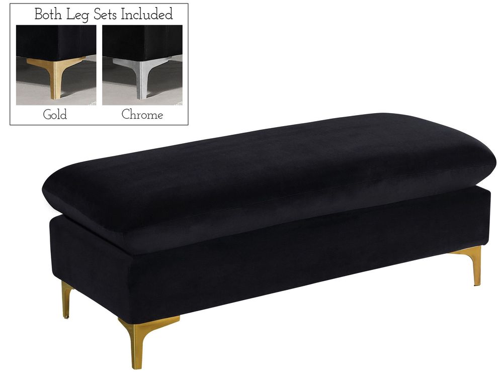 Contemporary velvet fabric ottoman by Meridian