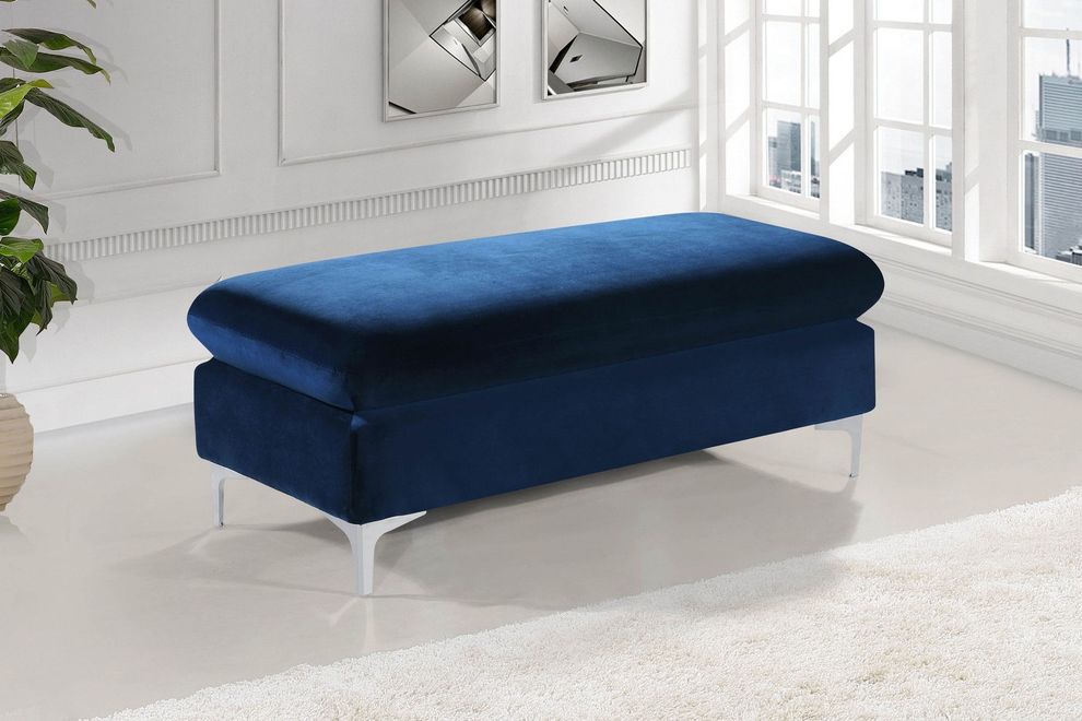 Contemporary velvet ottoman by Meridian