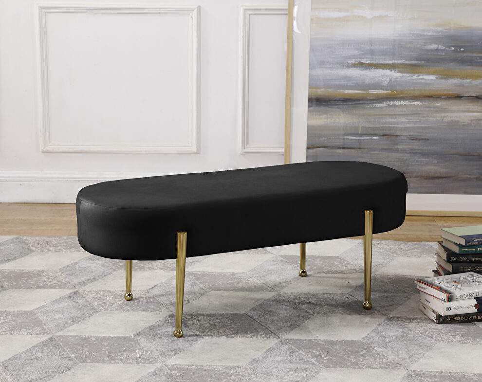 Black contemporary velvet bench by Meridian