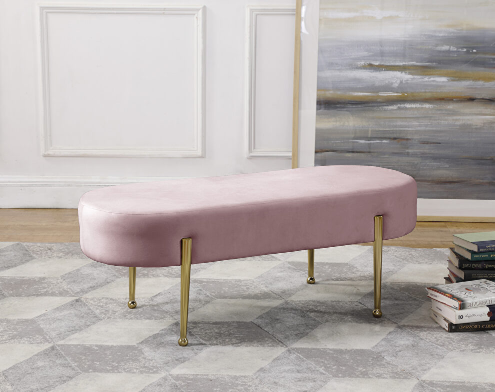 Pink contemporary velvet bench by Meridian
