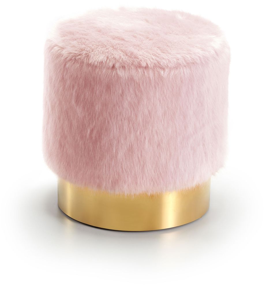 Fur ottoman / stool in pink by Meridian