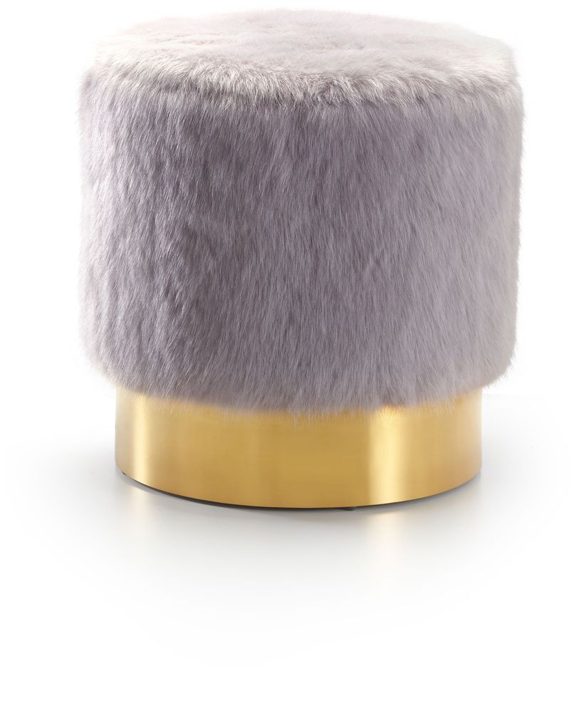 Fur ottoman / stool in gray by Meridian