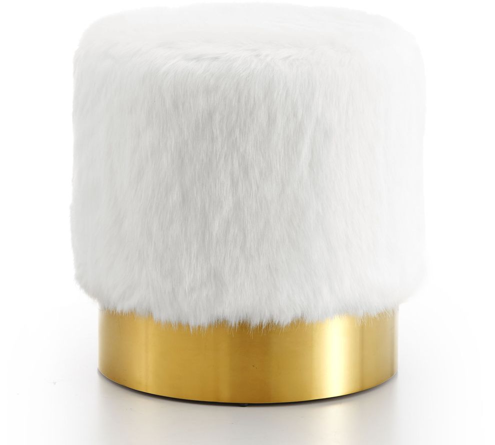 Fur ottoman / stool in white by Meridian