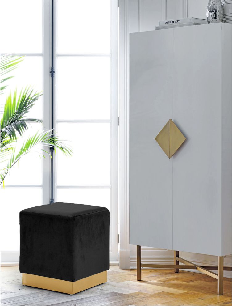 Black square / gold base ottoman by Meridian