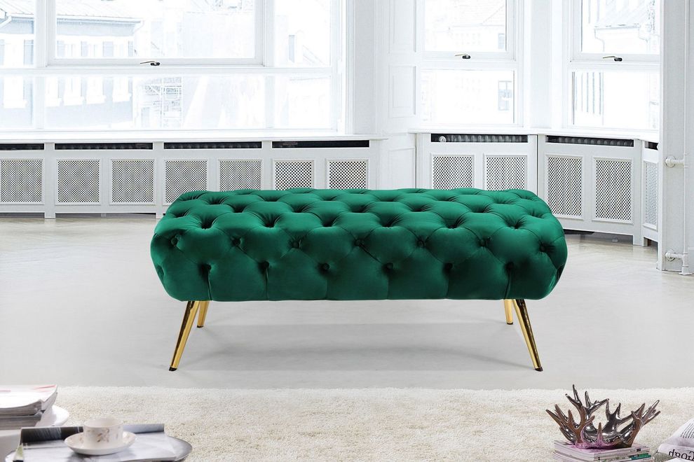 Green velvet / golden legs bench / ottoman by Meridian