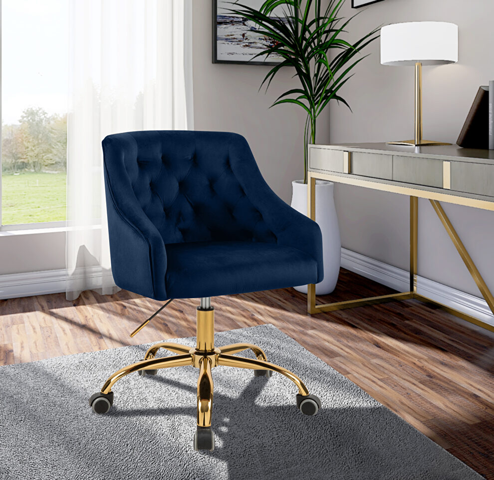 Velvet stylish adjustable height / gold base computer chair by Meridian