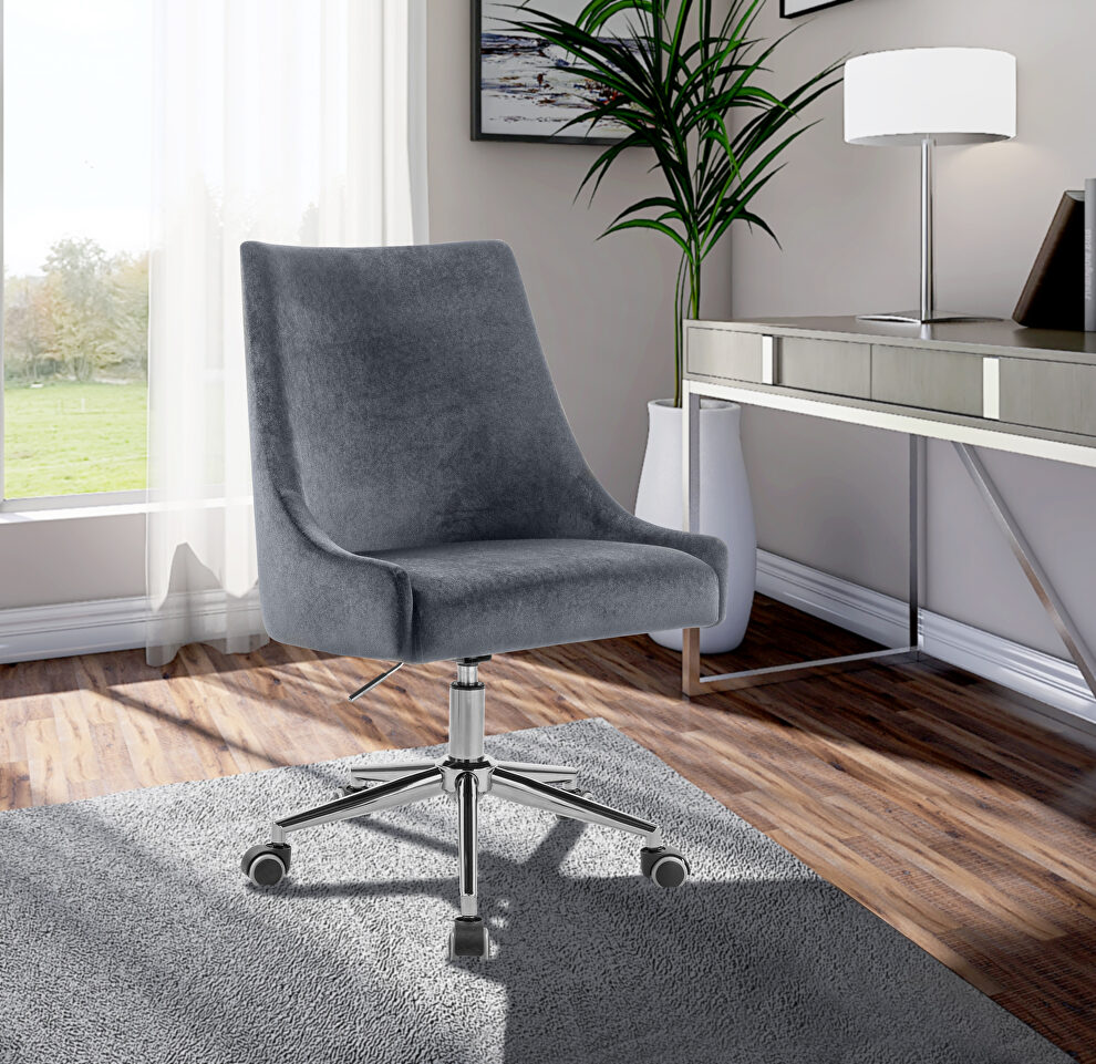 Velvet / chrome base stylish contemporary office chair by Meridian