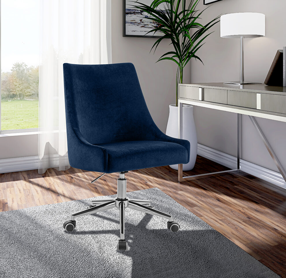 Velvet / chrome base stylish contemporary office chair by Meridian