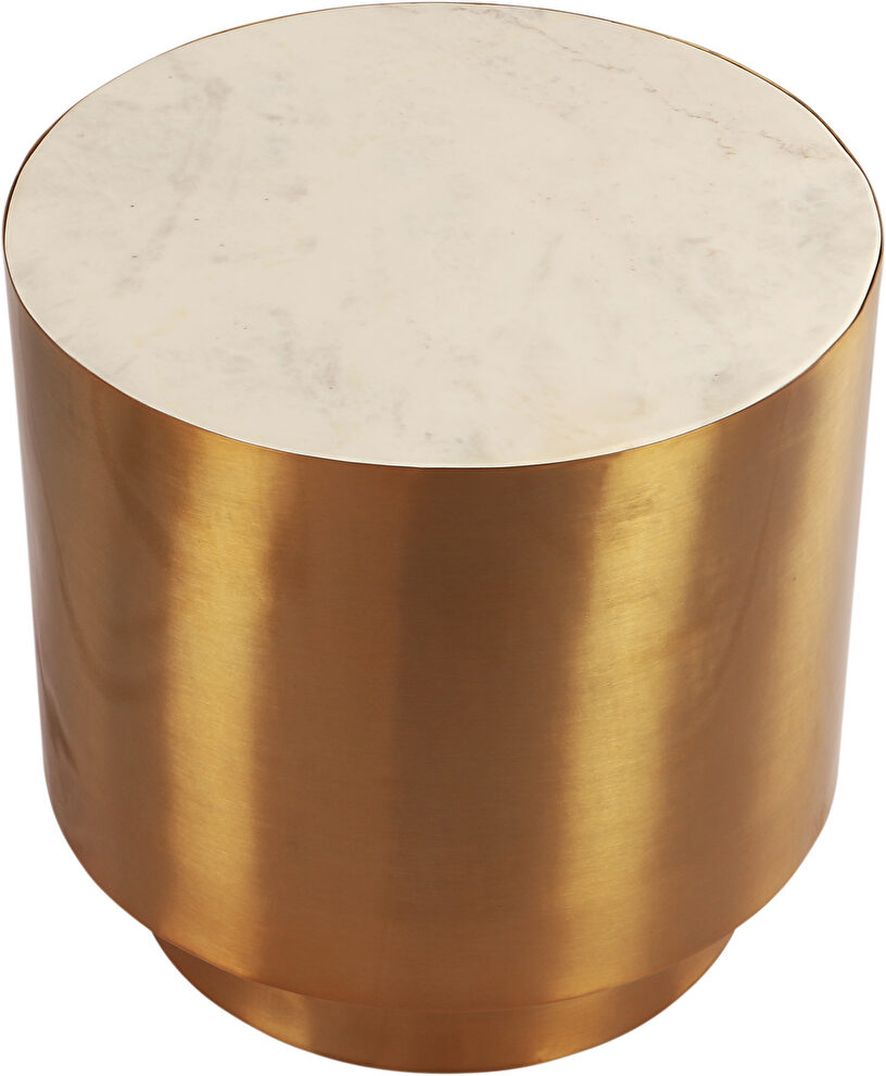 Gold round end table w/ marble top by Meridian