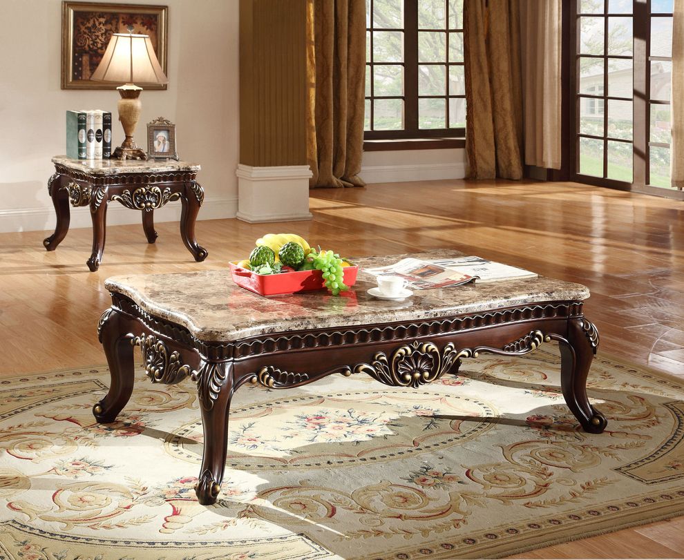 Classis style coffee table w/ real marble top by Meridian