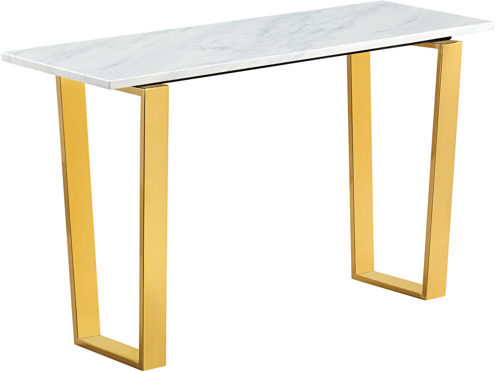 White marble / gold base console table by Meridian