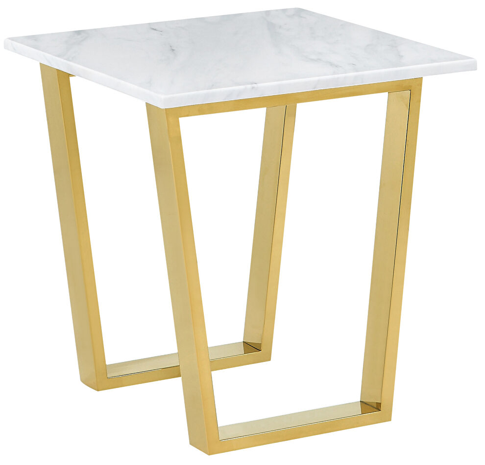 White marble / gold base end table by Meridian