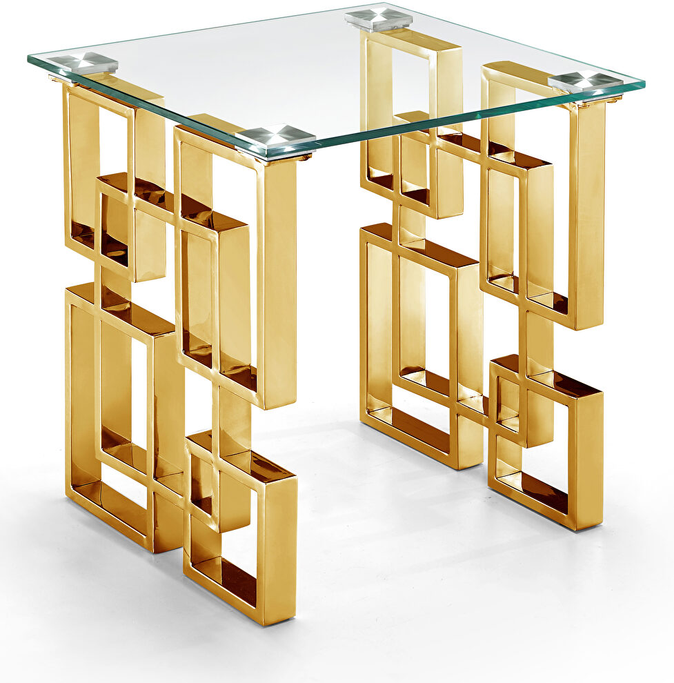 Clear glass top / golden legs end table by Meridian