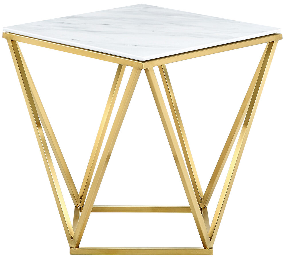 Golden stainless steel / marble top end table by Meridian