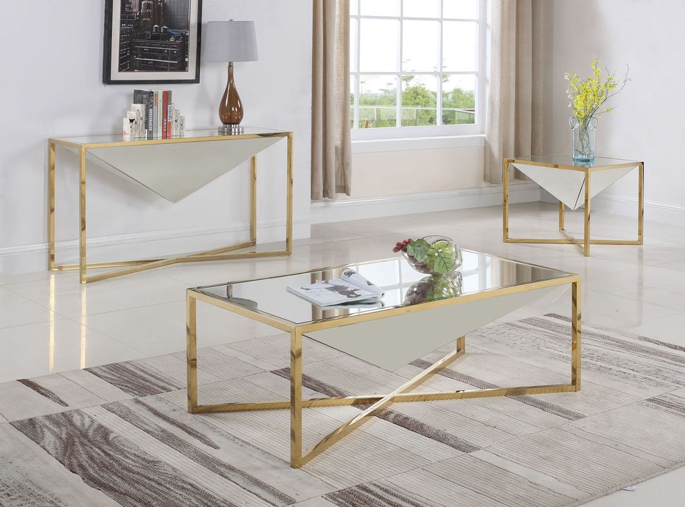 Mirrored glass / chome gold finish coffee table by Meridian