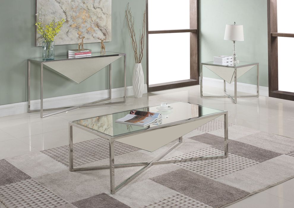Mirrored glass / chome finish coffee table by Meridian