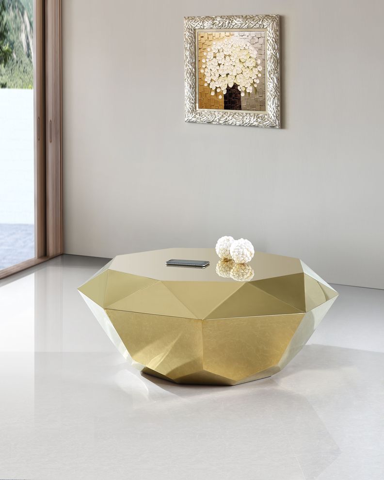 Gold diamond-shape coffee table by Meridian