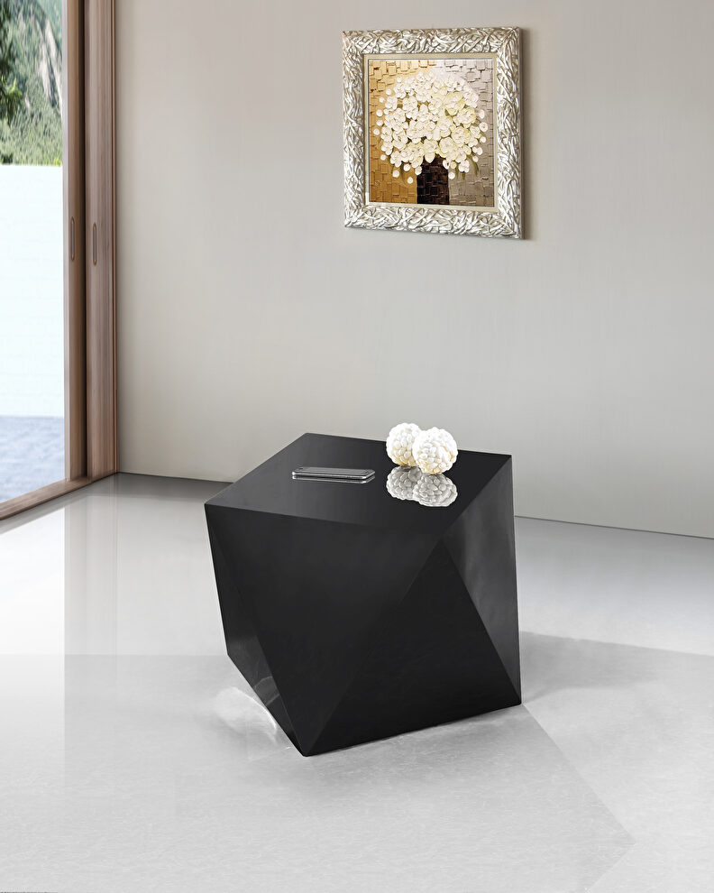 Black diamond-shape end table by Meridian