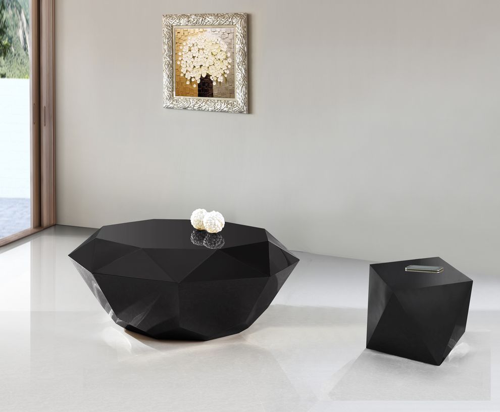 Black diamond-shape coffee table by Meridian