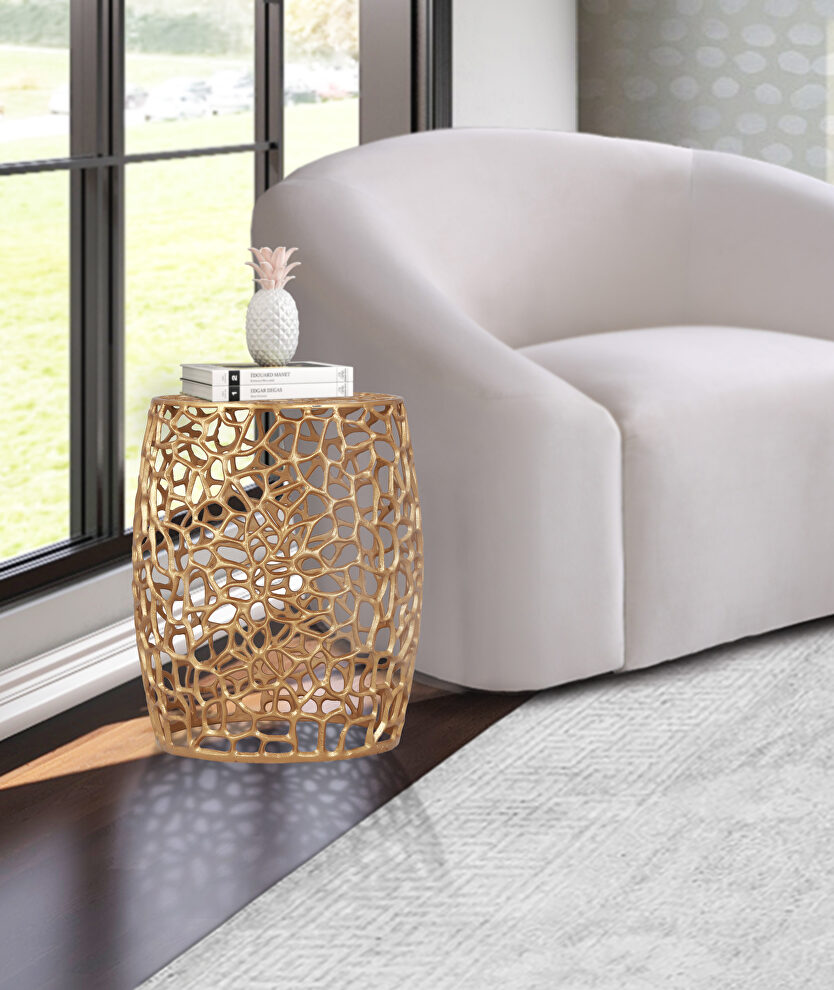 Contemporary oriental motif end table by Meridian