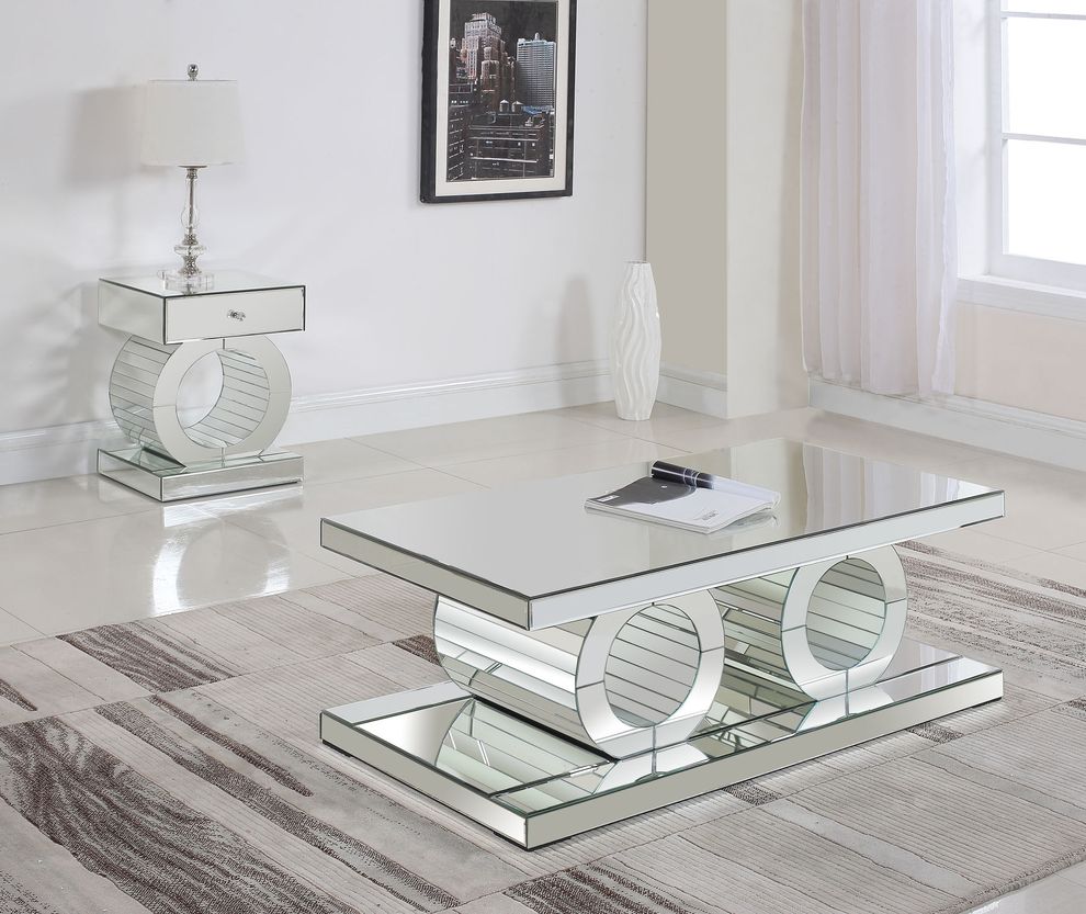 Mirrored style modern coffee table by Meridian