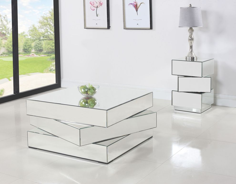 Mirrored contemporary style coffee table by Meridian