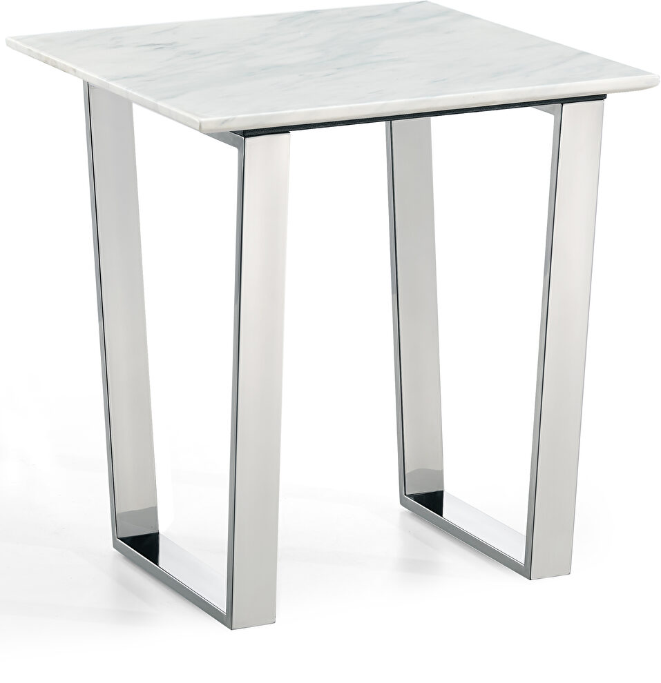 Genuine marble top / stainless steel end table by Meridian