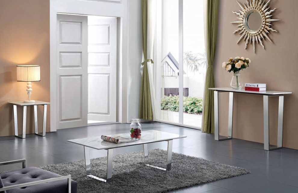 Genuine marble top / stainless steel coffee table by Meridian