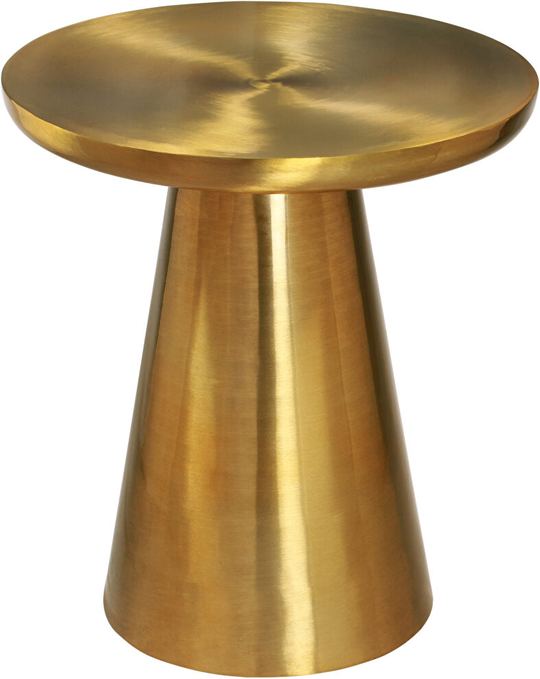 All gold round glam style end table by Meridian