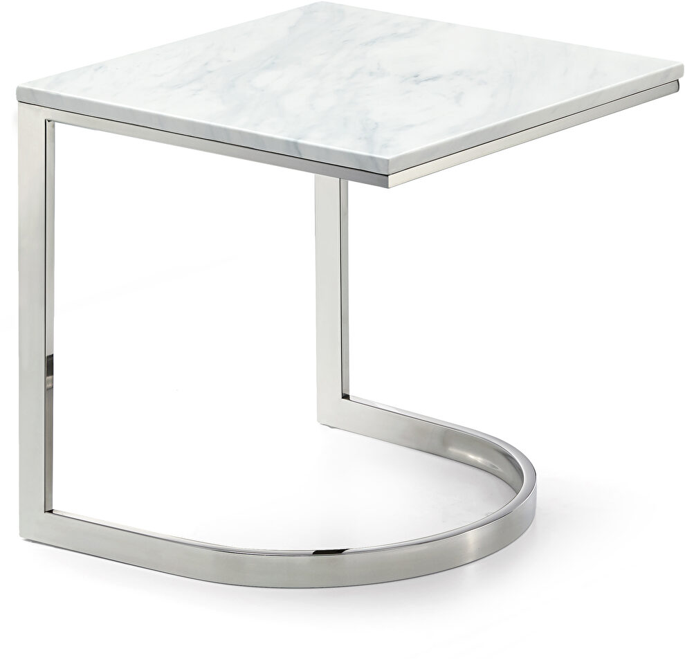 Stainless steel/marble top end table by Meridian