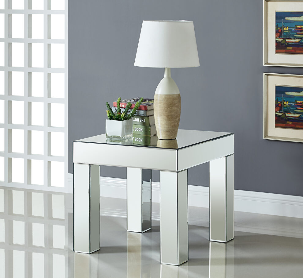 Mirrored design contemporary end table by Meridian