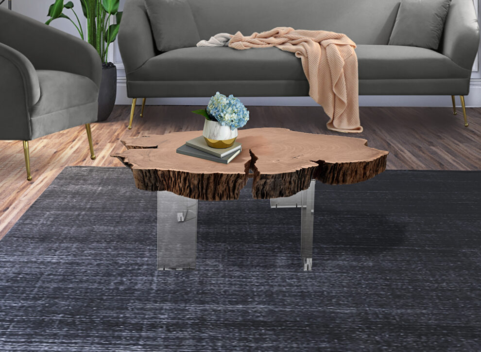 Acacia wood / acrylic legs modern coffee table by Meridian