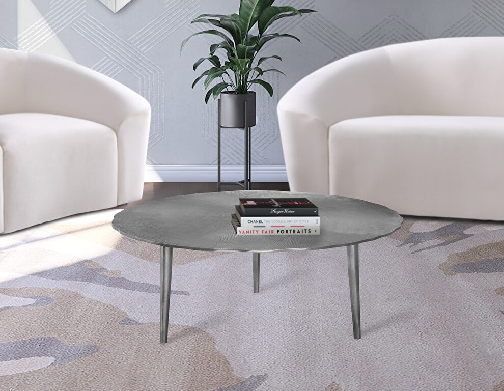 Silver textured metal finish coffee table by Meridian