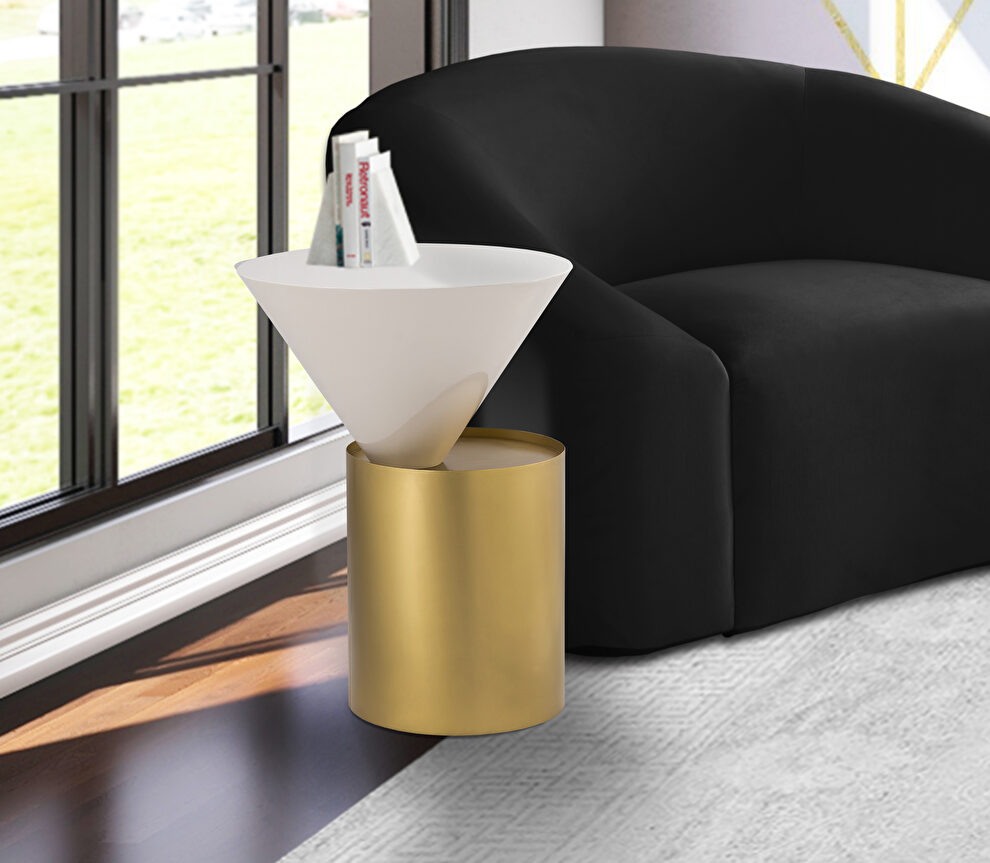 Geometric shape cylinder / cone end table by Meridian