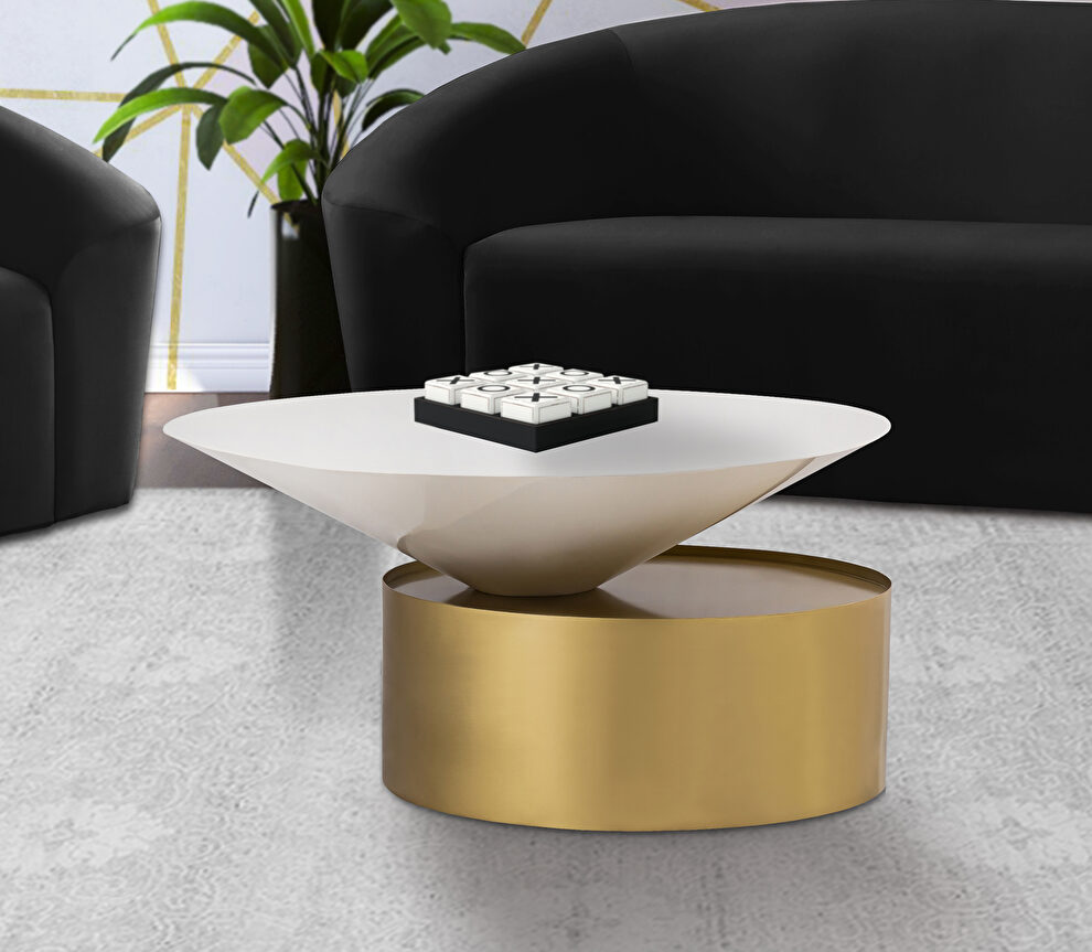 Geometric shape cylinder / cone coffee table by Meridian