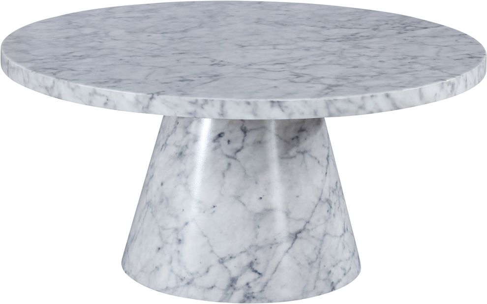 White round marble top coffee table by Meridian