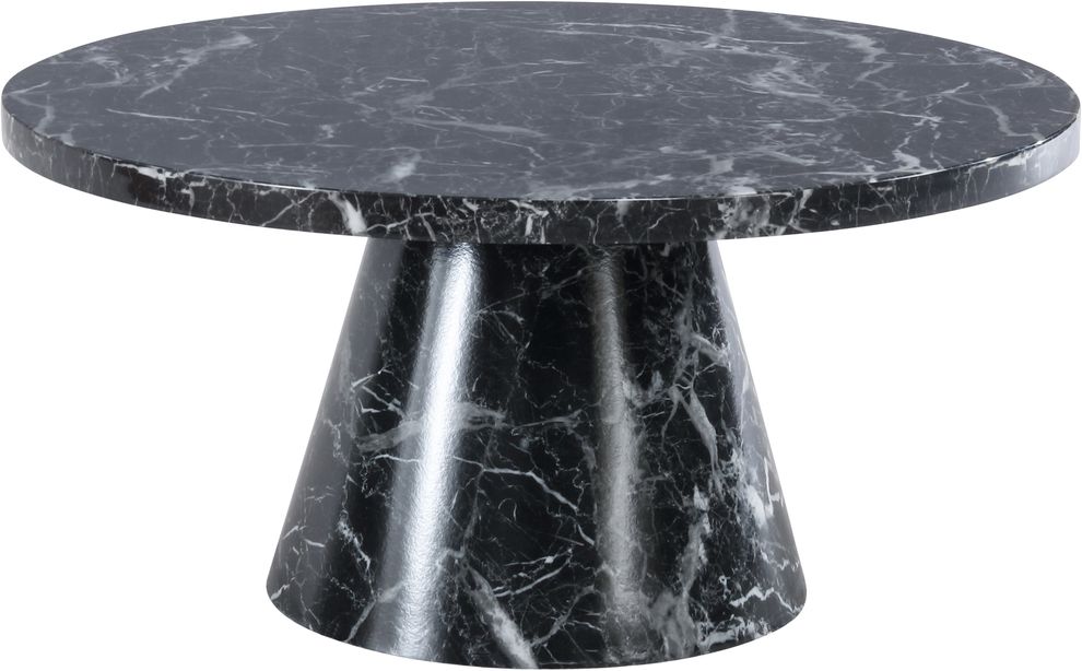 Black round marble top coffee table by Meridian