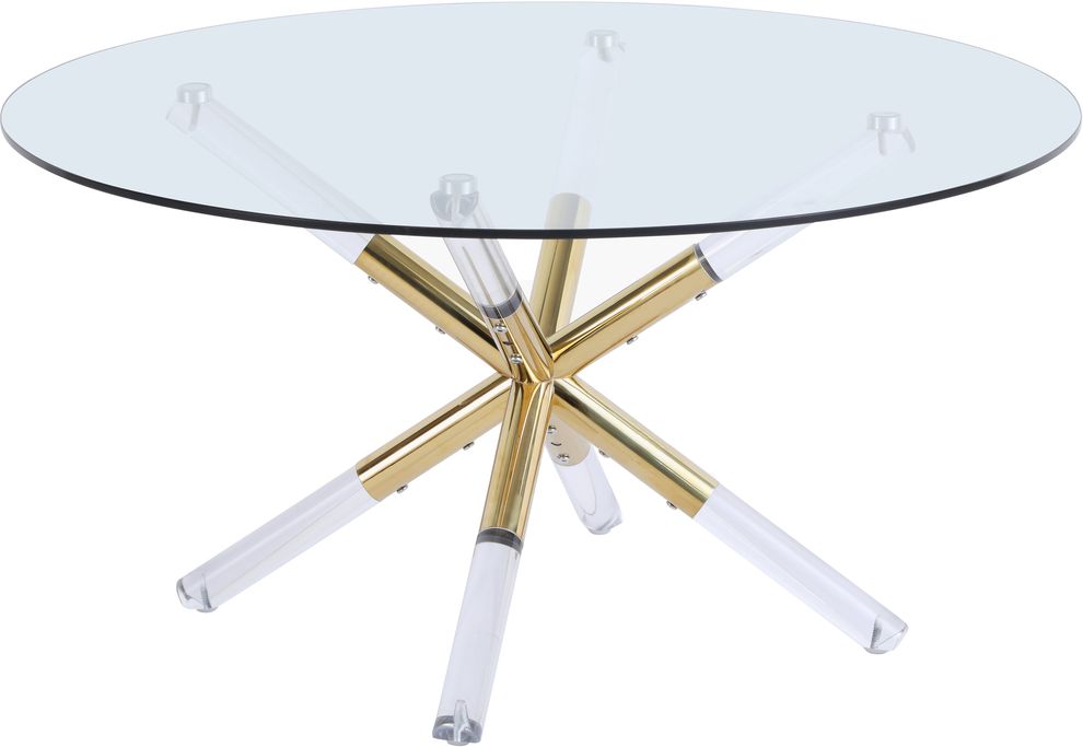 Gold / glass contemporary round coffee table by Meridian