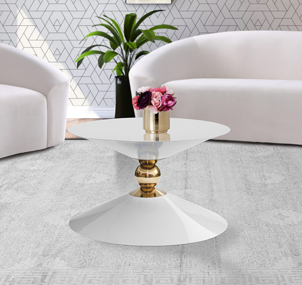 Round ultra-contemporary stylish white coffee table by Meridian
