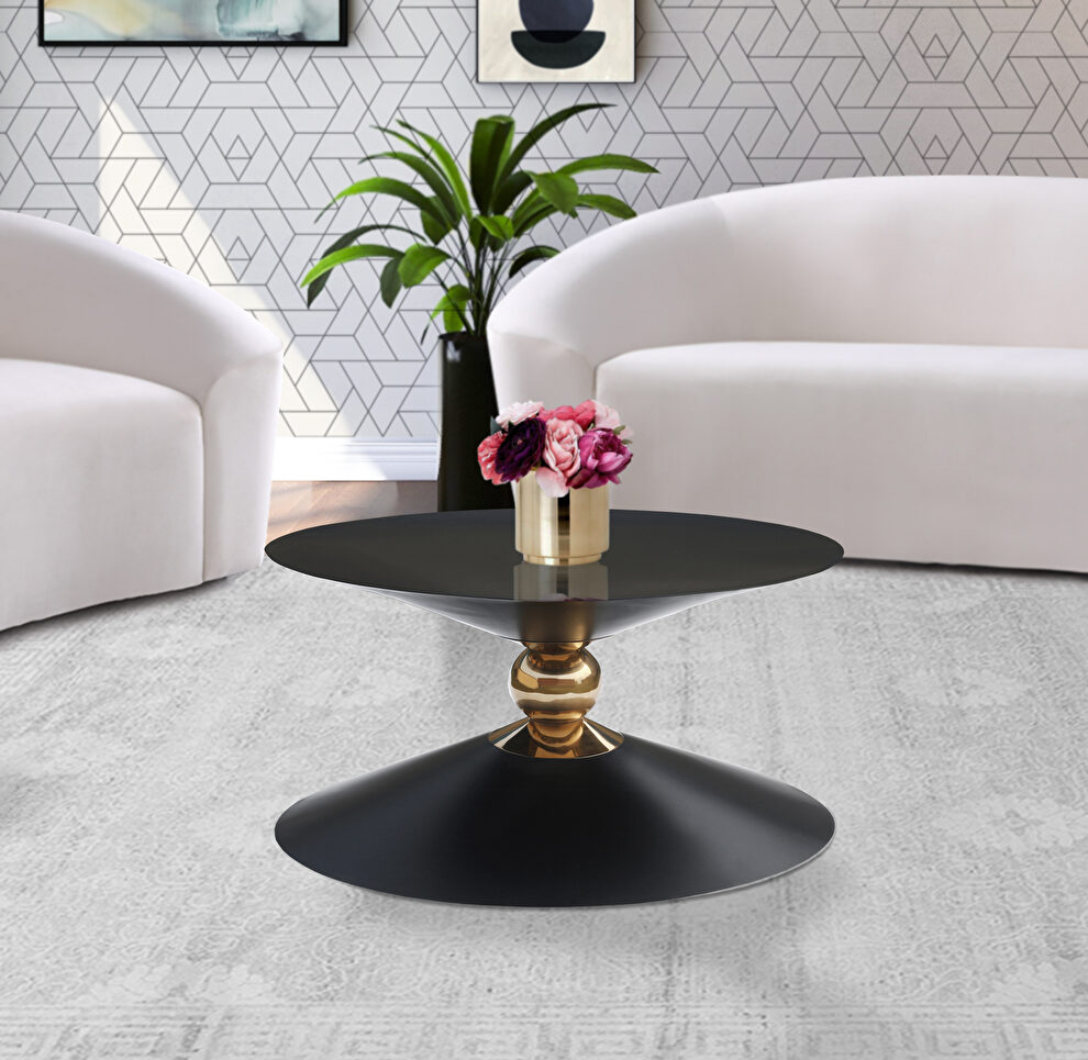 Round ultra-contemporary stylish black coffee table by Meridian