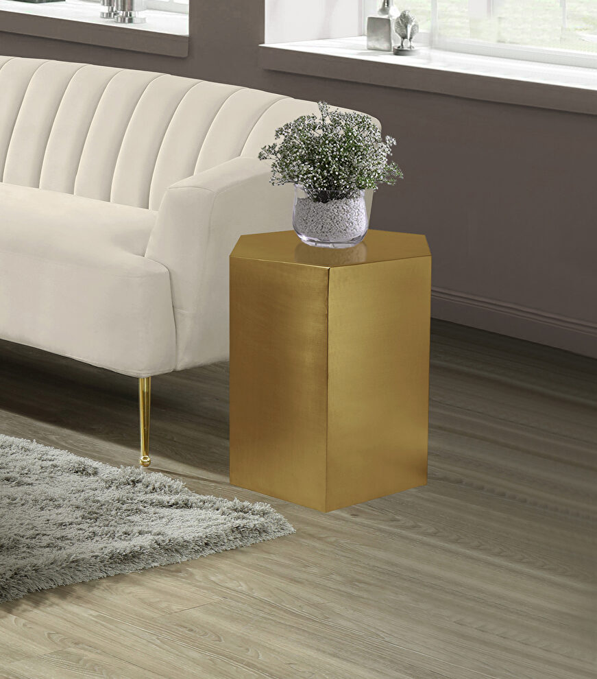 Gold hexagon shape stylish end table by Meridian