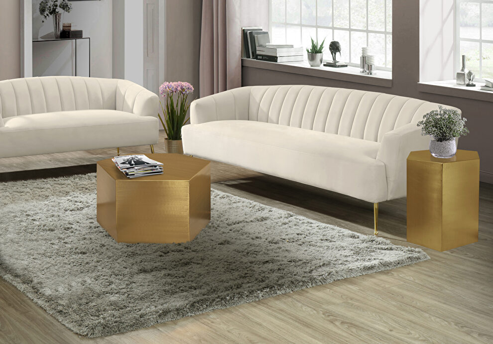 Gold hexagon shape stylish coffee table by Meridian