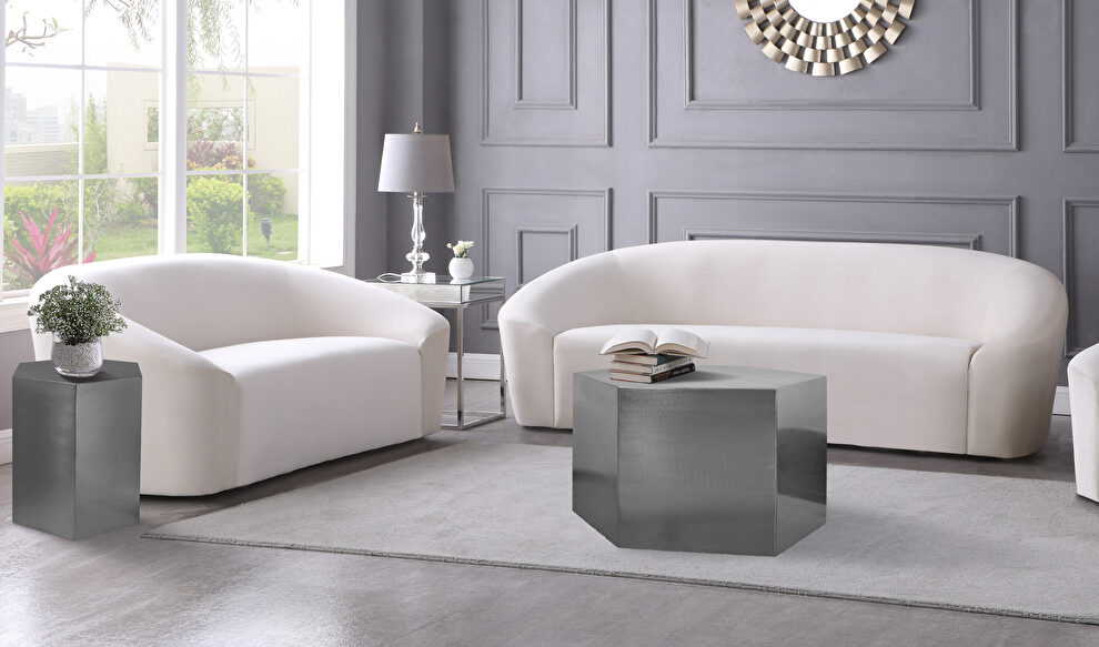 Silver hexagon shape stylish coffee table by Meridian