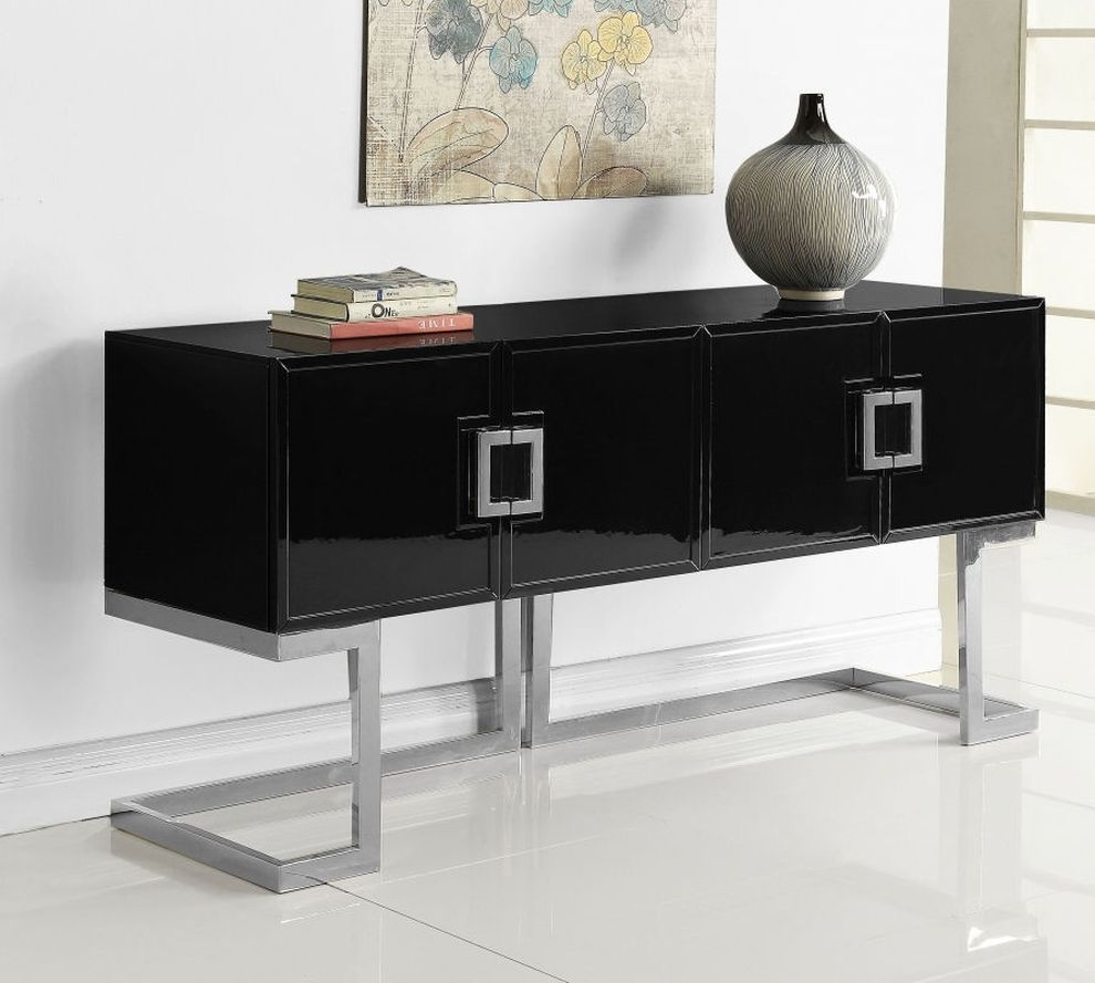 Black / chrome modern cabinet / buffet by Meridian