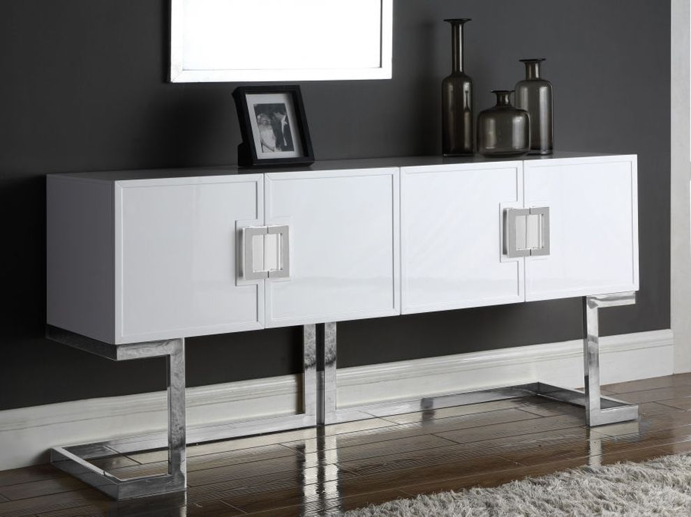 Modern buffet / display table in chrome/white by Meridian