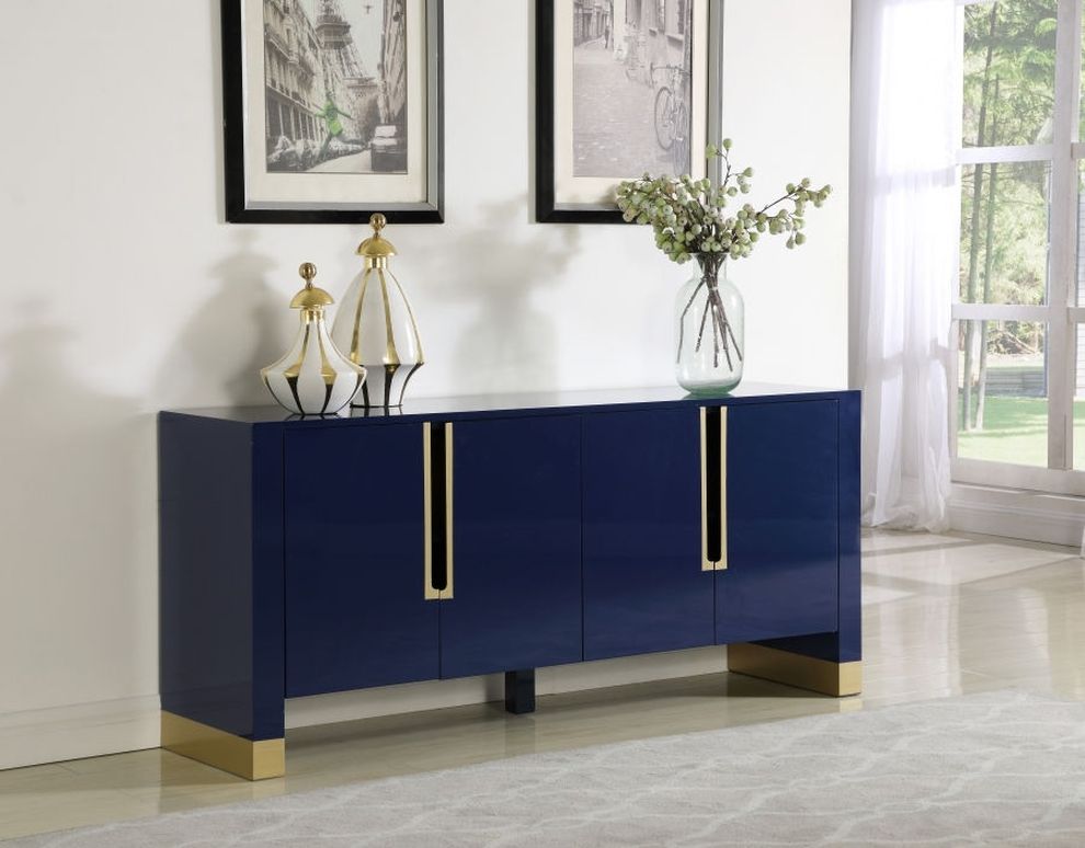 Navy blue lacquer contemporary buffet / display by Meridian