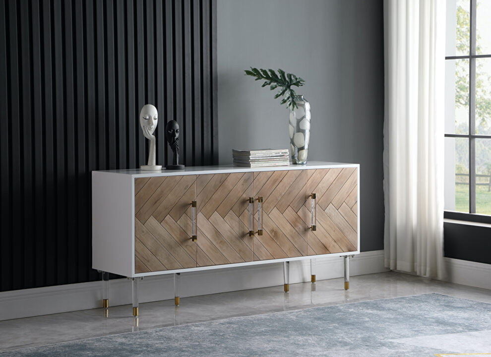 White / birch wood panels buffet / server / display by Meridian