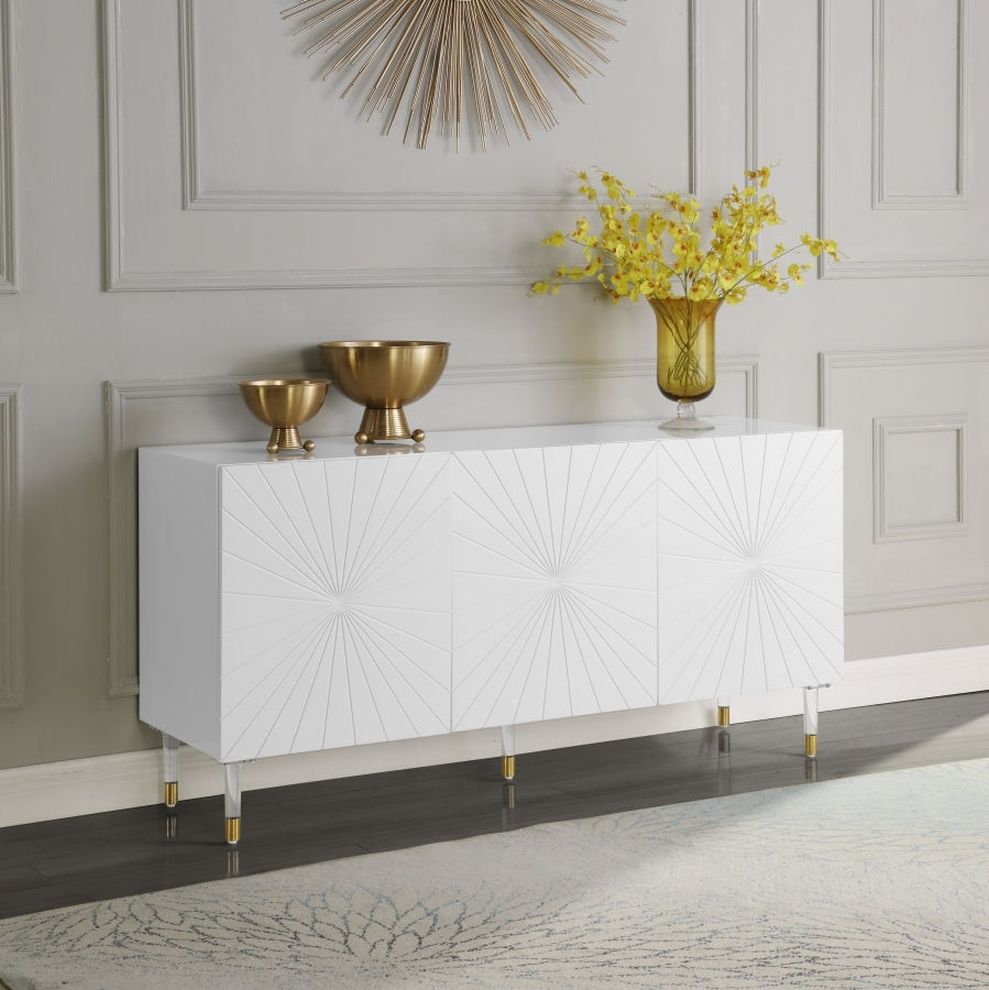 White lacquer contemporary kitchen cabinet / buffet by Meridian