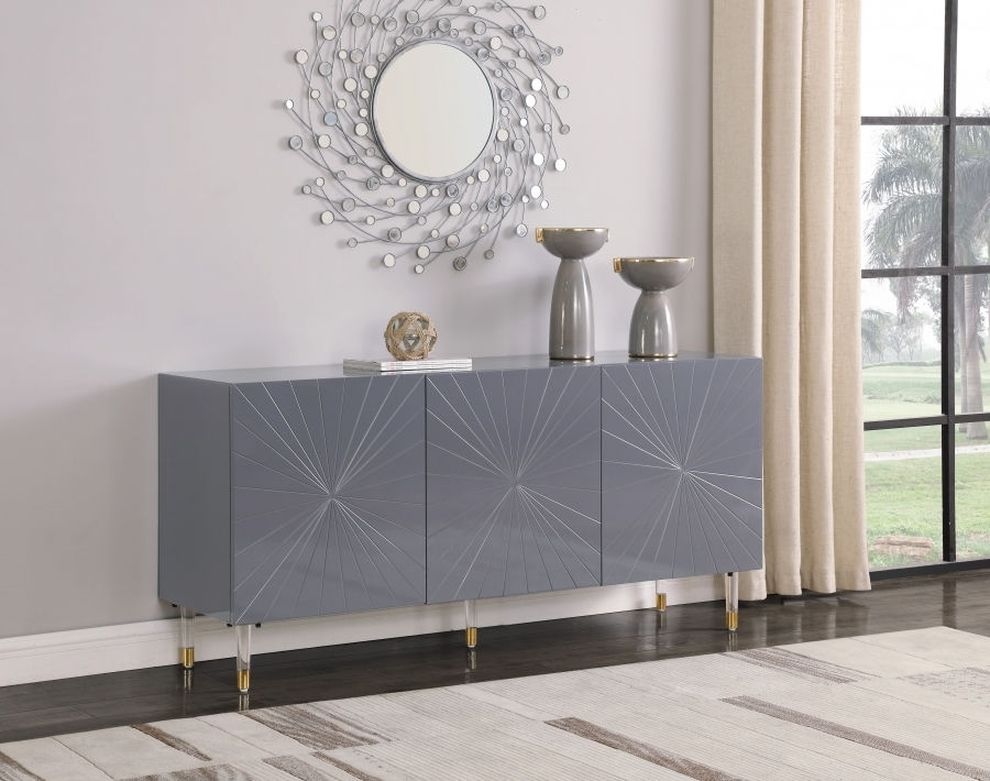 Gray lacquer contemporary kitchen cabinet / buffet by Meridian