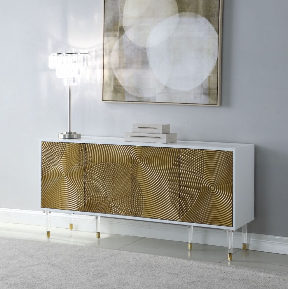 Contemporary golden / white laquer buffet by Meridian